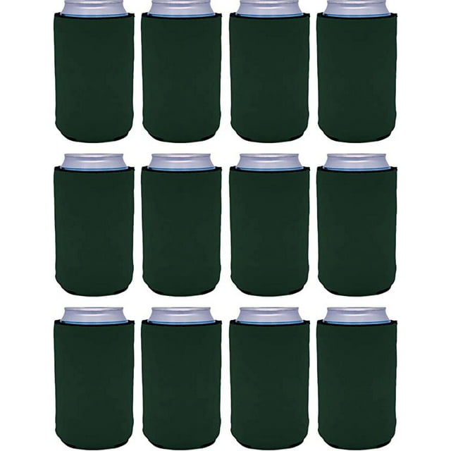 Blank Neoprene Collapsible Can Coolie (12 Pack, Dark Green)