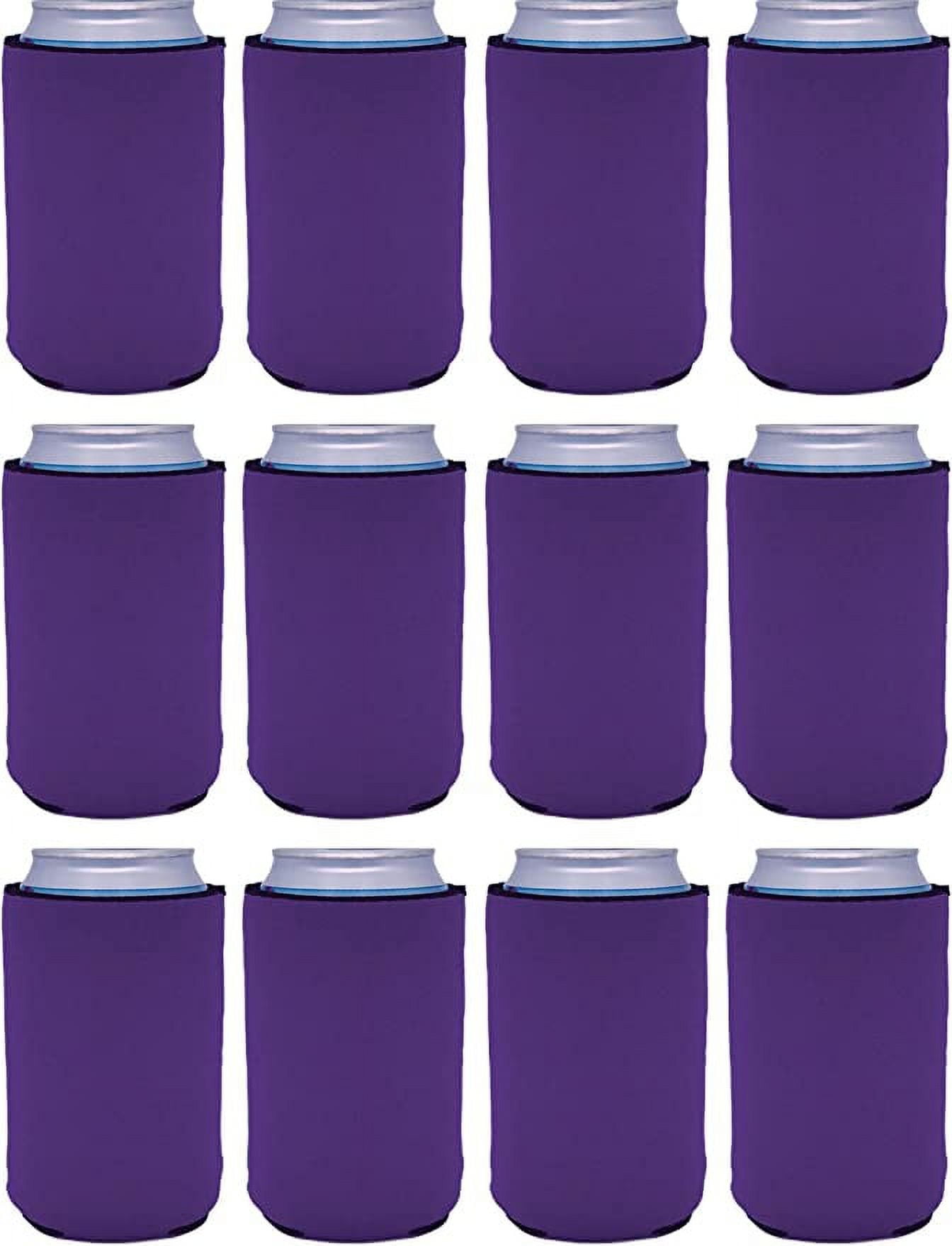 Blank Neoprene Collapsible Can Coolie (12 Pack, Purple)