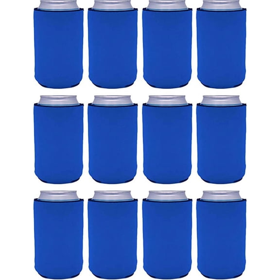 Blank Neoprene Collapsible Can Coolie (12 Pack, Royal Blue)