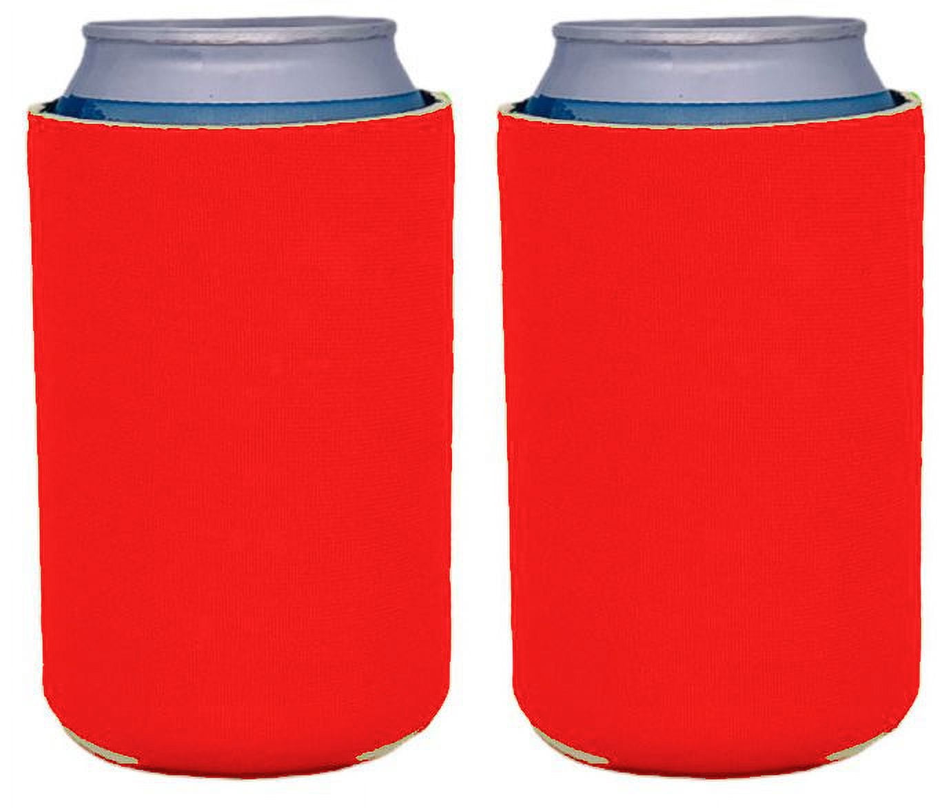 Blank Neoprene Collapsible Can Coolie (2 Pack, Bright Orange)