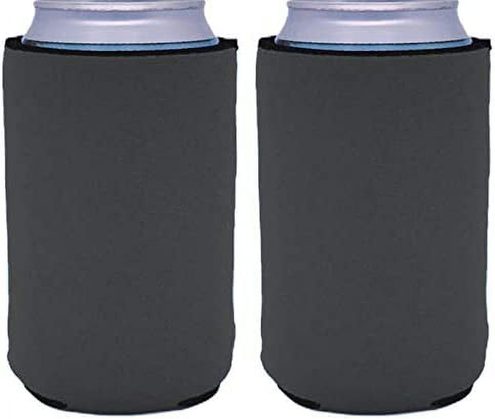 Blank Neoprene Collapsible Can Coolie (2 Pack, Charcoal)
