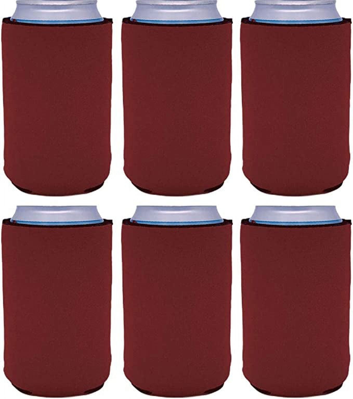 Blank Neoprene Collapsible Can Coolie (6 Pack, Burgundy)
