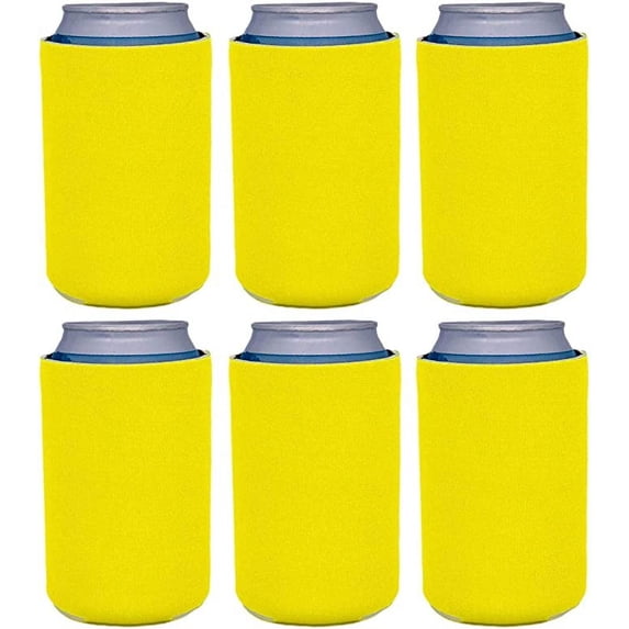 Blank Neoprene Collapsible Can Coolie (6 Pack, Yellow)
