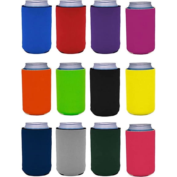 Blank Neoprene Collapsible Can Coolie (Variety Color 12 Pack)