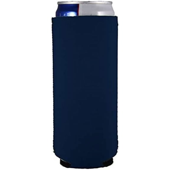 Blank Neoprene Collapsible Slim Can Coolie (1, Navy Blue)