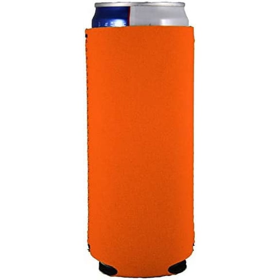 Blank Neoprene Collapsible Slim Can Coolie (1, Orange)