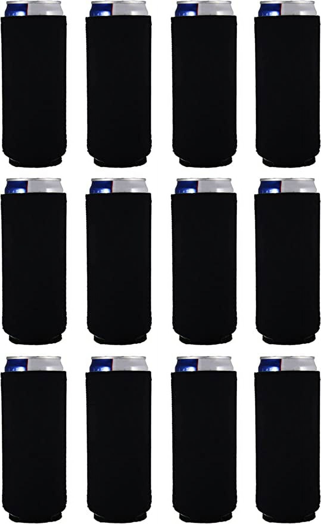 Blank Neoprene Collapsible Slim Can Coolie (12 Pack, Black)