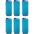 thumbnail image 1 of Blank Neoprene Collapsible Slim Can Coolie (6 Pack, Neon Blue), 1 of 7