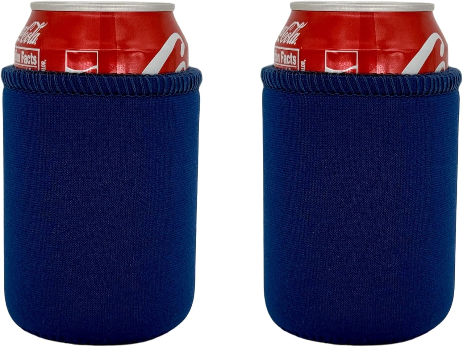 Blank Neoprene Full Bottom Can Coolie (2 Pack, Navy Blue)