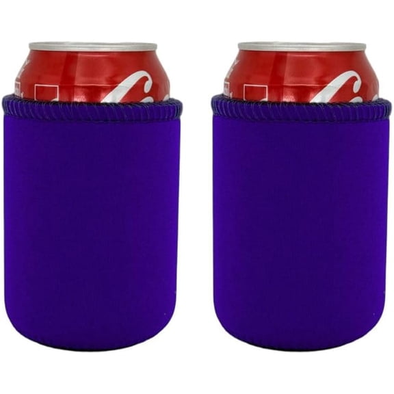 Blank Neoprene Full Bottom Can Coolie (2 Pack, Purple)