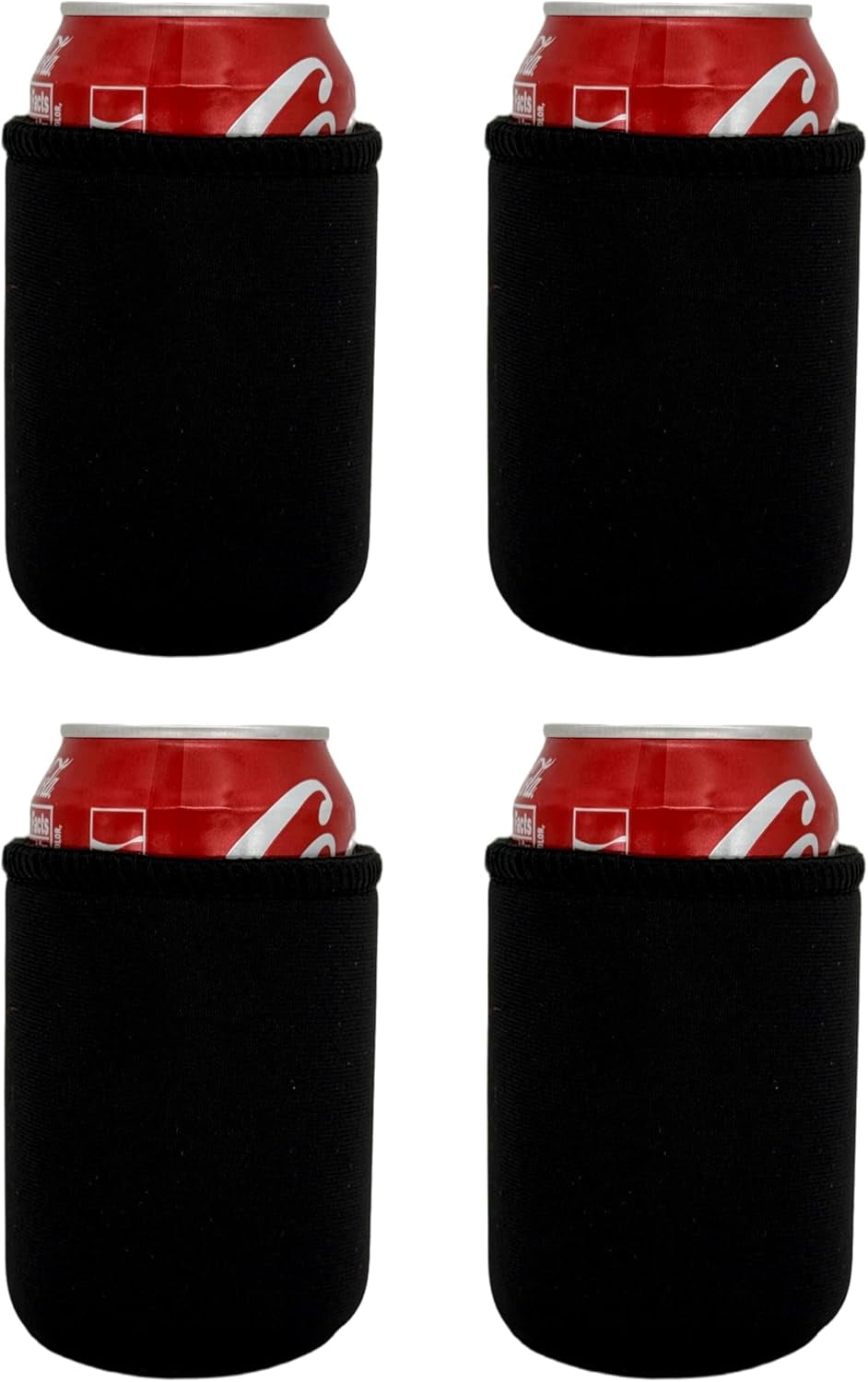 Blank Neoprene Full Bottom Can Coolie (4 Pack, Black)