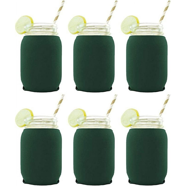 Blank Neoprene Mason Jar Coolie (Fits 16oz Jars) (Dark Green, 6 Pack)