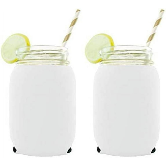Blank Neoprene Mason Jar Coolie (Fits 16oz Jars) (White, 2 Pack)