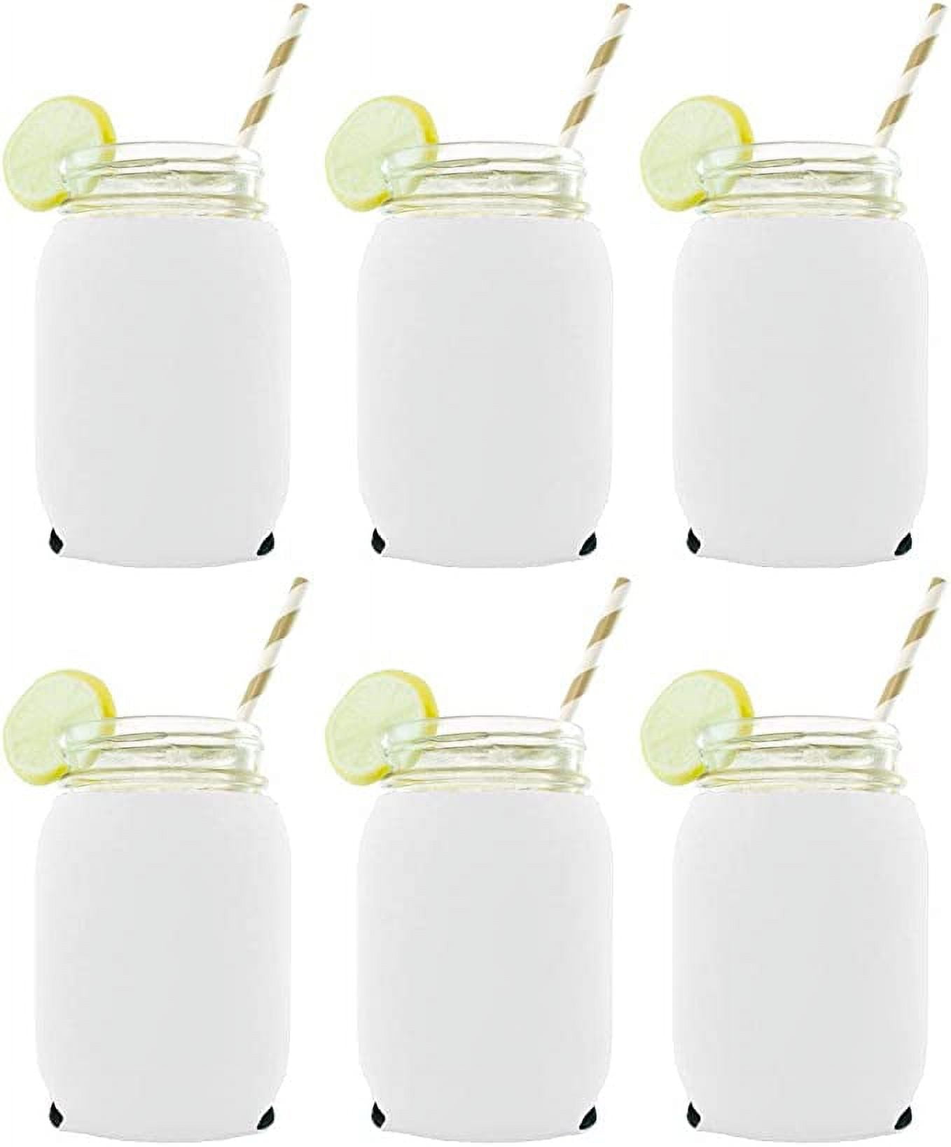 Blank Neoprene Mason Jar Coolie (Fits 16oz Jars) (White, 6 Pack ...