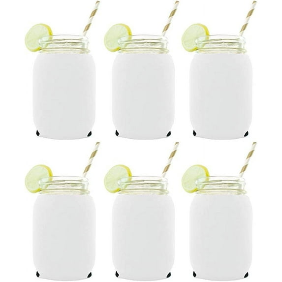 Blank Neoprene Mason Jar Coolie (Fits 16oz Jars) (White, 6 Pack)