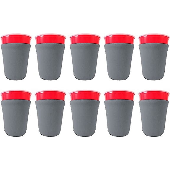 Blank Neoprene Party Cup Coolie (10 Pack, Gray)