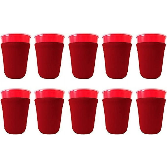Blank Neoprene Party Cup Coolie (10 Pack, Red)
