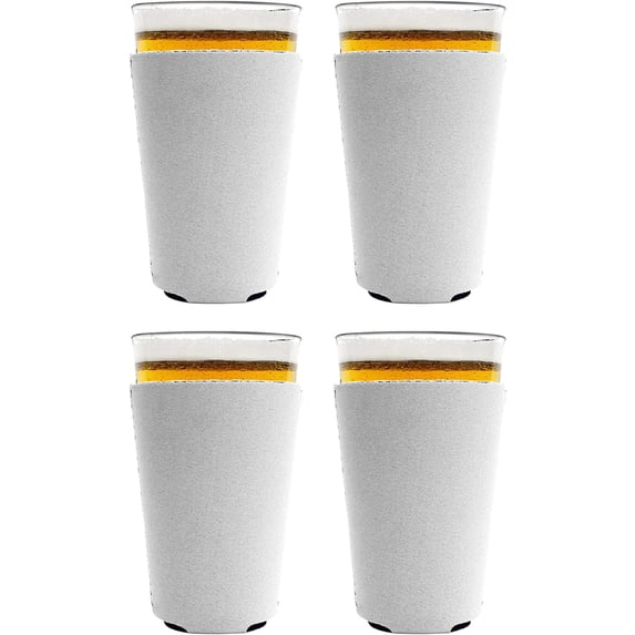 Blank Neoprene Pint Glass Coolie (4 Pack, White)