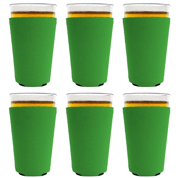 Blank Neoprene Pint Glass Coolie (6 Pack, Neon Green)