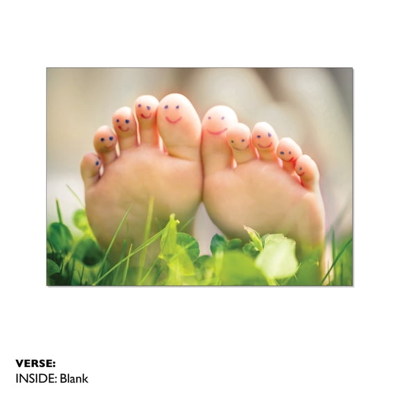 Viabella Blank Greeting Cards Smiley Faces on Toes 6 Pack 5 x 7 Inch