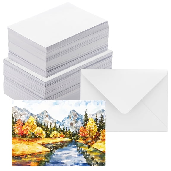 Blank Note Cards and Envelopes 5x7" NOT FOLDED, 210 GSM White Cardstock with Envelopes for Invitations Card Making Supplies and Office Stationery Cards with Envelope