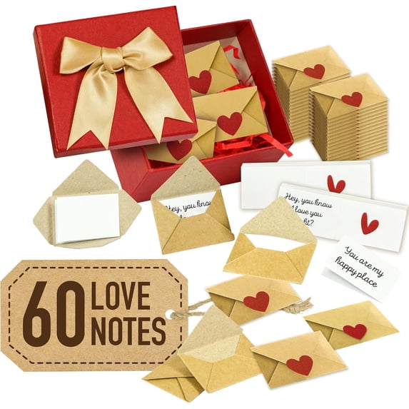 Blank Note Cards and Envelopes Set, 30/60 Mini Envelopes with Blank Cards for Love Notes, Birthday and Anniversary Messages