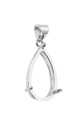 Blank Pendant Tray, 10 x 18 mm Drop-Shaped Bezel Tray Setting, Silver