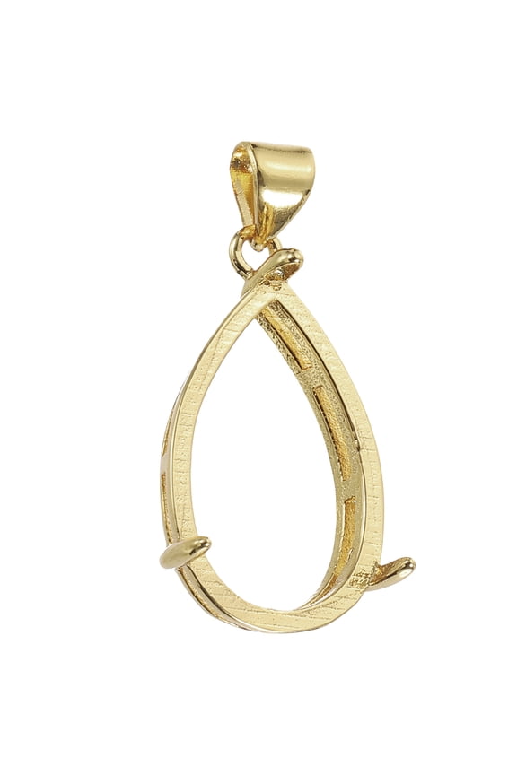 Blank Pendant Tray, 13 x 21 mm Drop-Shaped Bezel Tray Setting, Gold