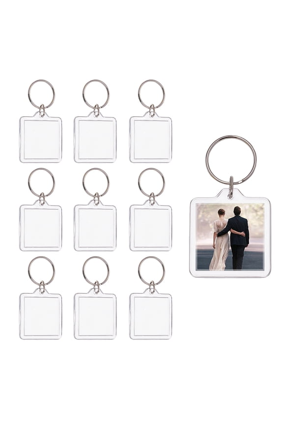 Blank Photo Insert Keychains 30 Sets Acrylic Photo Snap in Keychain 1.3 Inch Square Blank Photo Keyring DIY Picture Frames DIY