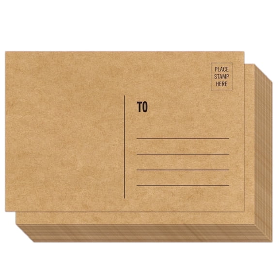 Pinovk Blank Postcards for Mailing, 100 Kraft 4x6, Mailable Postcards Set Make Your Own Printable Postcards 300gsm/14pt Postcard Paper Cardstock, for Art, DIY