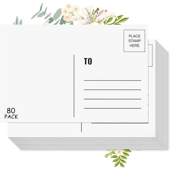 Blank Postcards for Mailing, 80 Post Cards for Mailing, 300 GSM White 4 x 6 inches Cardstock Paper Mailable Printable Postcards Bulk for Birthday, Thank You, Business Postcards