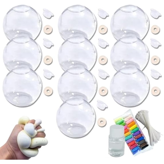 Blank Pressure Ball Skin DIY Kit, 2025 New Milky Blank Skins Empty Stress Ball DIY Kit, DIY Stress Ball Making Kit, with a Bottle Stopper and Glue, for Sensory & Stress Relief (Clear-6cm)