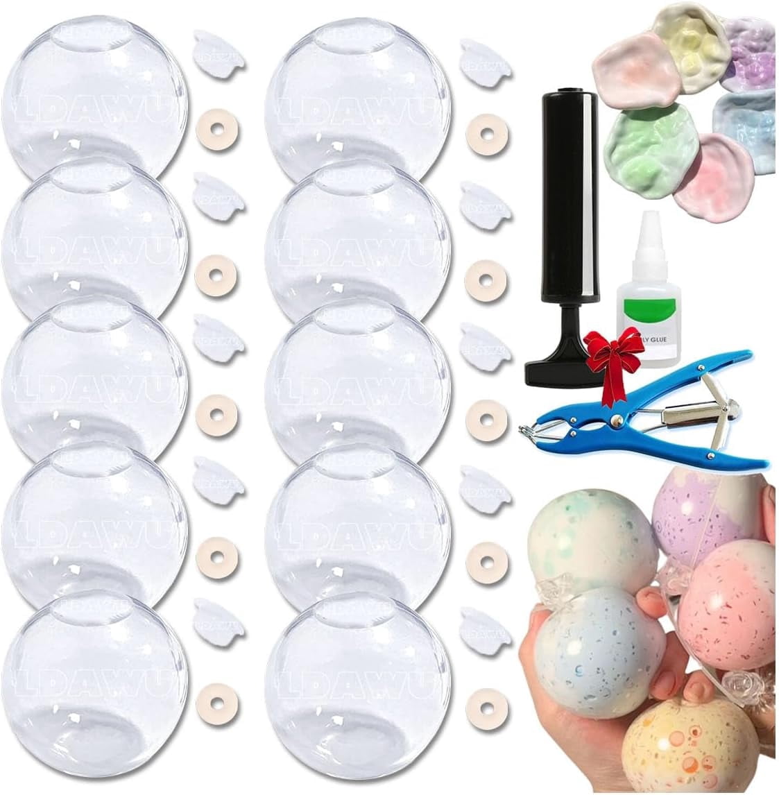 Blank Pressure Ball Skin DIY Kit, Vacuum Squishy Stress Ball DIY Kits, 12 Blank Pressure Ball Skin DIY Kit, Noisy Sand Glutinous Empty Ball Base Kits, stress relief sand glutinous balls