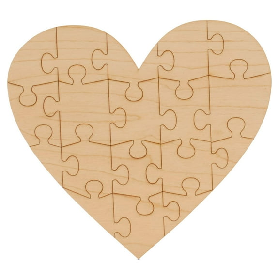 Blank Puzzle Heart Wood Cutouts 8-inch, 1/8 inch Thick, Pack of 3 Small Wooden Hearts for Crafts & Valentines Decor, by Woodpeckers