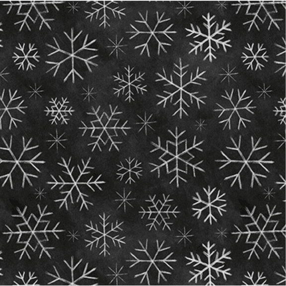 Blank Quilting Mistletoe Magic Snowflakes Black Cotton Fabric By The Yard