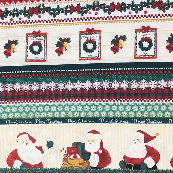 Blank Quilting Papa Noel Christmas Stripes 100% Cotton Fabric sold by the yard