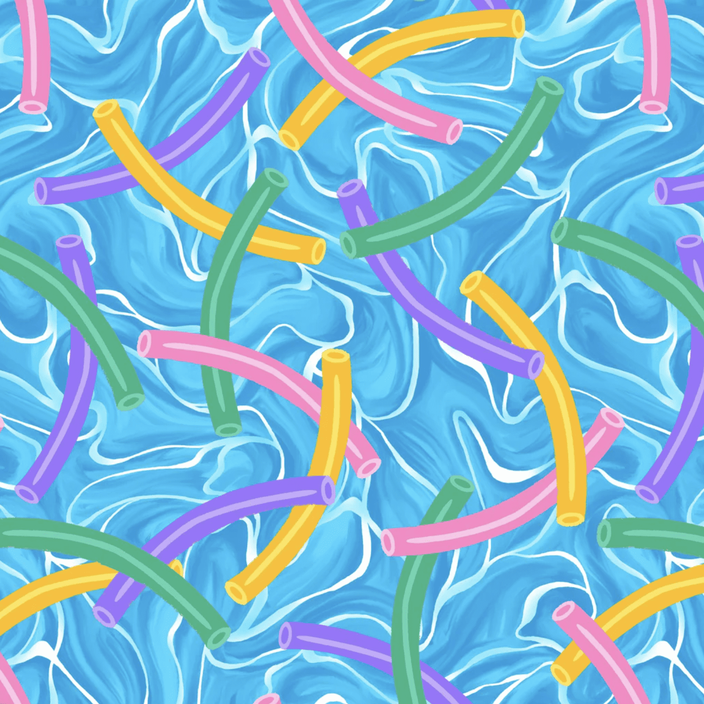 Blank Quilting Pool Party Pool Noodles Blue Cotton Fabric By The Yard