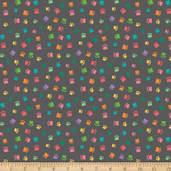 Blank Quilting Purranoia Cat Paws Dk Gray Cotton Fabric By The Yard