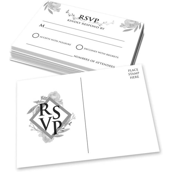 Blank RSVP Postcards - No Envelopes Needed | 4x6 Inches | Thick and Durable 80lb 216 gsm Cardstock Paper | 50 Cards per Pack (White)