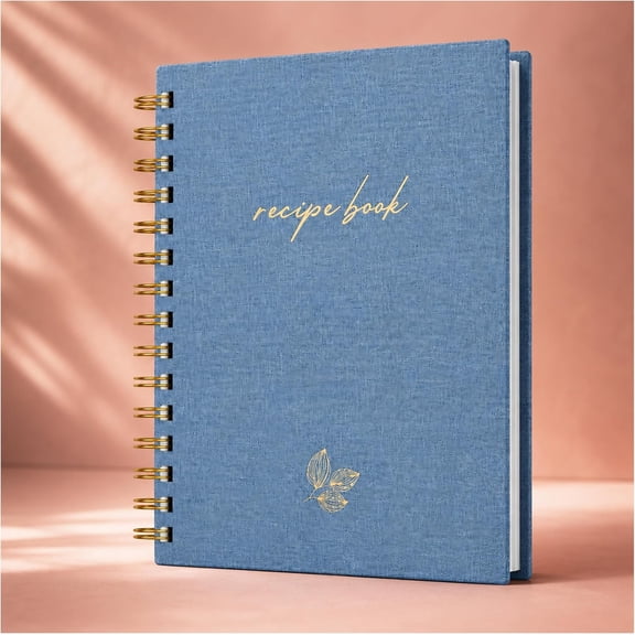 Blank Recipe Book, Hardcover Linen Recipe Organizer 8.5x6" with 104 Pages, 80 GSM Cooking Notebook to Write in Your Own Recipes, Family Cookbook for Kitchen, Chefs & Gifts for Women, Blue