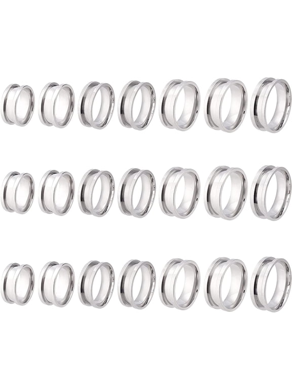 Blank Ring Stainless Steel Finger Ring Grooved Core Inlay Ring for Resin Round Empty Ring Blanks for Jewelry Making Mixed Color