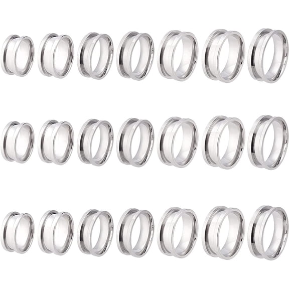 Blank Ring Stainless Steel Finger Ring Grooved Core Inlay Ring for Resin Round Empty Ring Blanks for Jewelry Making