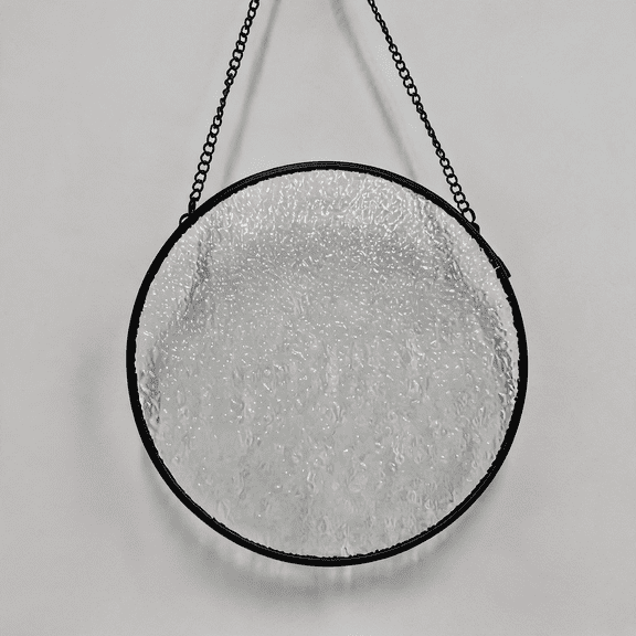 Blank Round Glass Suncatcher for DIY Crafts, Clear Paint-Ready Window Hanging Art Panel with Upgraded Secure Metal Chain