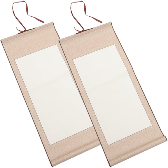 Blank Scroll Calligraphy and Painting Framed Mini Book Hanging Rice Paper Chinese Accessory Scrolls 2 Pcs