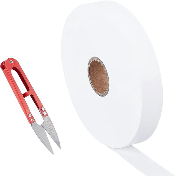 Blank Sewing Cloth Labels with Stainless-Steel Scissor White 3/4 inch(20mm) 200m/roll