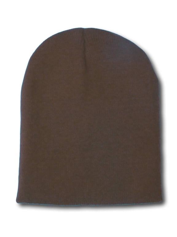 Blank Short Beanie Cap , Brown
