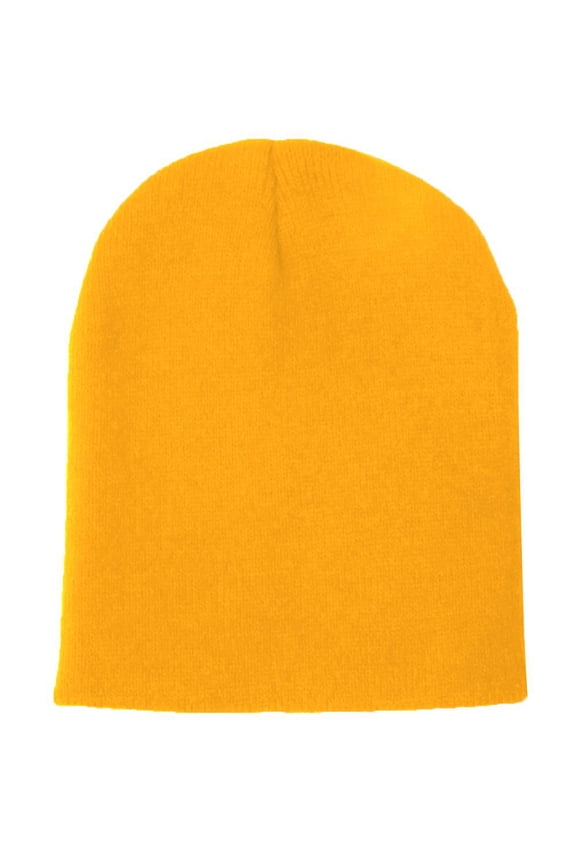 Blank Short Beanie Cap , Gold