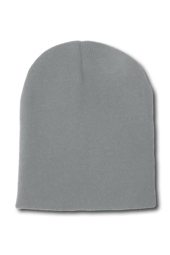 Blank Short Beanie Cap , Heather Grey