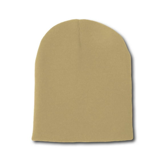 Blank Short Beanie Cap , Khaki