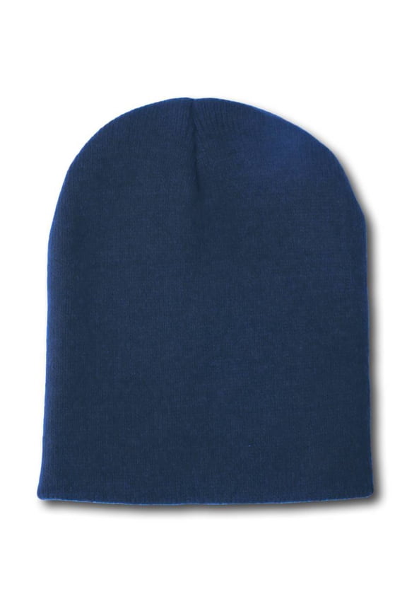 Blank Short Beanie Cap , Navy